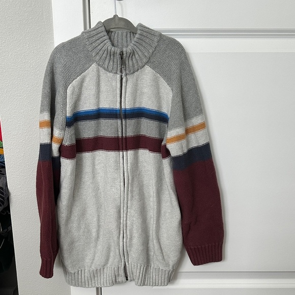 Tea Collection Other - Boys, tea collection Gray and Burgundy Striped Sweater